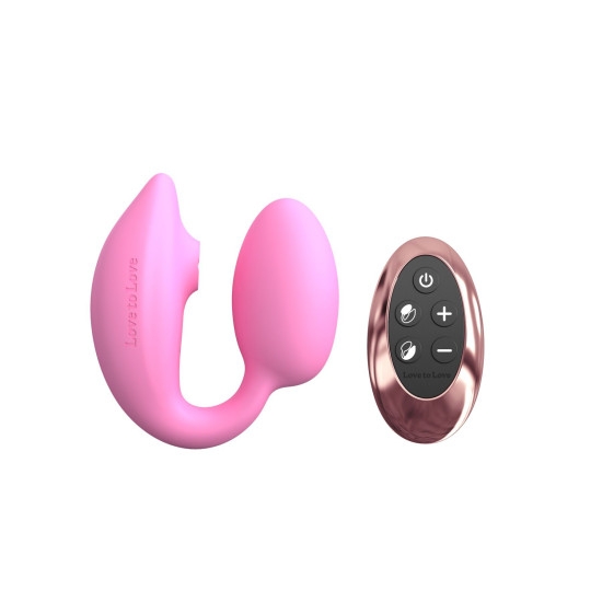 Віброяйце з вакуумною кліторальною стимуляцією, рожеве Love To Love Wonderlover Pink Passion