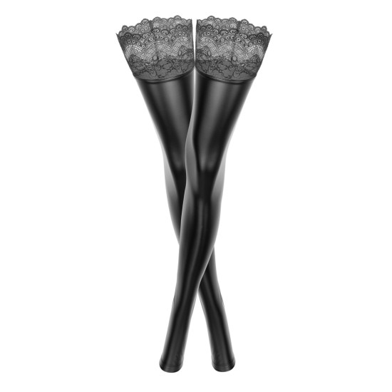 Панчохи з мокрим ефектом без мисків Noir Handmade F135 Powerwetlook Stockings, 3XL