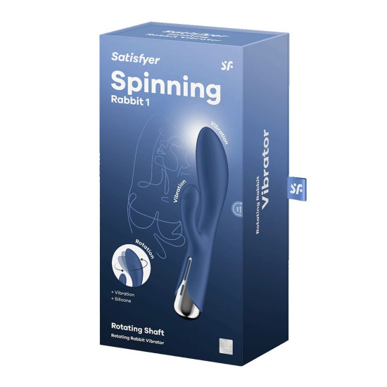 Вібратор-кролик з ротацією, 3 мотори, синій Satisfyer Spinning Rabbit 1 Blue