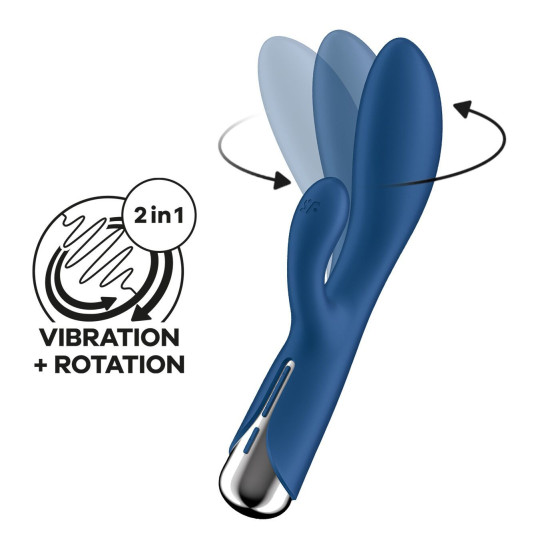 Вібратор-кролик з ротацією, 3 мотори, синій Satisfyer Spinning Rabbit 1 Blue