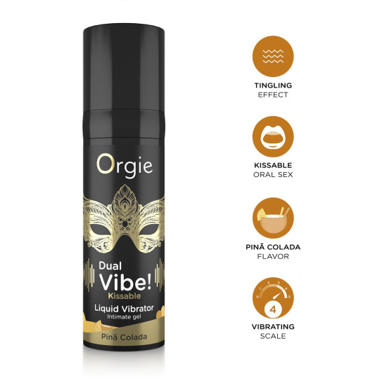 Жидкий вибратор со вкусом коктейля Pina Colada Orgie Dual Vibe! Pina Colada Kissable Liquid Vibrator, 15 ml