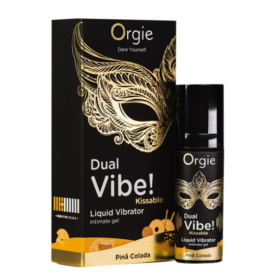 Жидкий вибратор со вкусом коктейля Pina Colada Orgie Dual Vibe! Pina Colada Kissable Liquid Vibrator, 15 ml