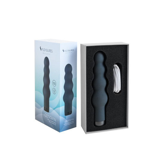 Вибратор в виде ряда шариков с диаметром 4,2 см, черный, 10 режимов S Pleasures Bullets Obsidian