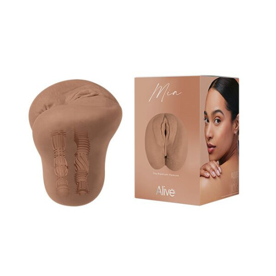 Ультрареалістичний мастурбатор (вагіна та попа) Alive Mia Super Realistic Masturbator Caramel, XL