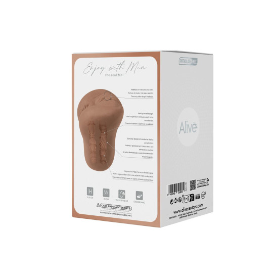 Ультрареалістичний мастурбатор (вагіна та попа) Alive Mia Super Realistic Masturbator Caramel, XL