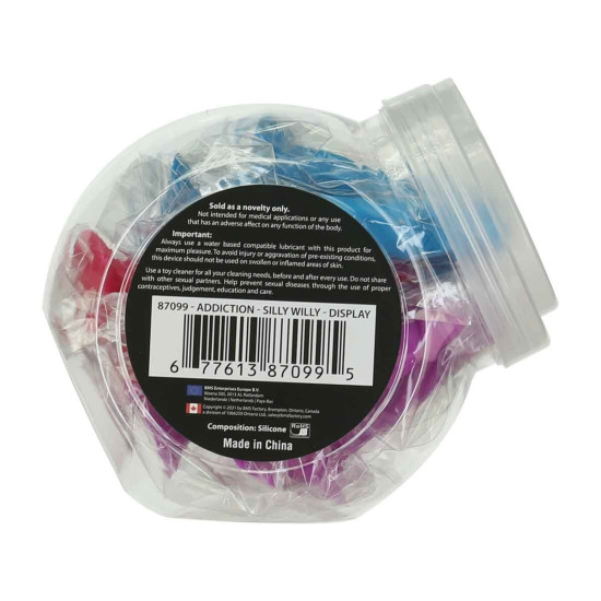 Набор силиконовых фаллоимитаторов, длина 8 см, 3 цвета, 12 шт Addiction Silly Willy Silicone Dildo, 3.3 inch