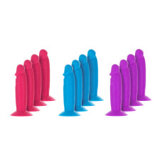 Набор силиконовых фаллоимитаторов, длина 8 см, 3 цвета, 12 шт Addiction Silly Willy Silicone Dildo, 3.3 inch