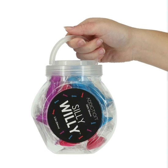 Набор силиконовых фаллоимитаторов, длина 8 см, 3 цвета, 12 шт Addiction Silly Willy Silicone Dildo, 3.3 inch