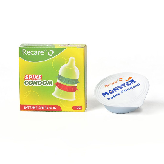 Насадка на член (презерватив с рядами шипов), зеленая Recare Spike Condom Green