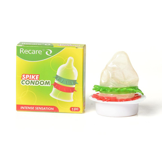 Насадка на член (презерватив с рядами шипов), зеленая Recare Spike Condom Green