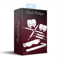 Набір для БДСМ (наручники, поножі, хрестовина, маска, падл) Feral Feelings BDSM Kit 5 White