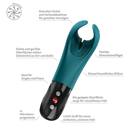 Вибратор для пениса, подходит для парных игр, зелёный Fun Factory Manta Bottle Green