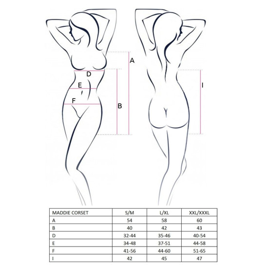 Корсет-сорочка с пажами (трусики в комплекте), чёрный MADDIE CORSET Black, XXL/XXXL
