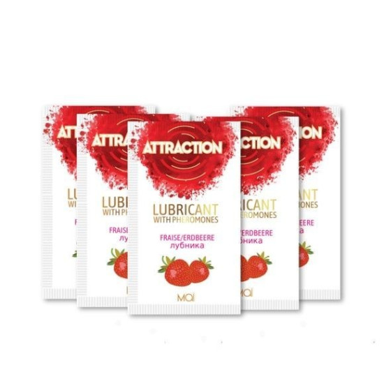 Пробник лубриканта с феромонами и ароматом клубники MAI Attraction Lubs Strawberry, 10 ml