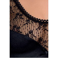 Приталенная сорочка черного цвета (трусики в комплекте) PETRA CHEMISE Passion Exclusive Black, XXL/XXXL