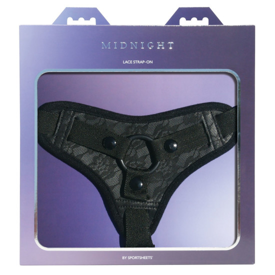 Труси для страпона з мереживною обробкою, комфортні Sportsheets Midnight Lace Strap-On