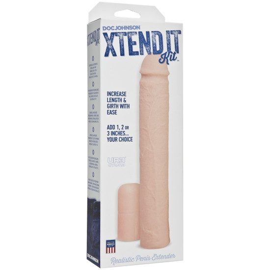 Удлиняющая до +7,6 см и утолщающая до +1,2 см насадка на пенис Doc Johnson Xtend It Kit White