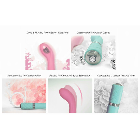 Вибратор для точки G с кристаллом Сваровски, розовый Pillow Talk Sassy Pink