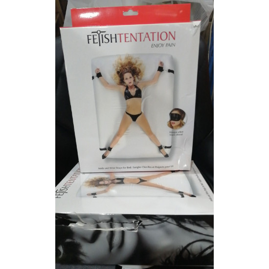 Фіксатор для ліжка Fetish Tentation Ankle and Wrist Straps for Bad з маскою (м'ята упаковка!!!) )