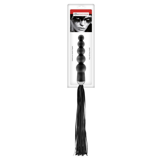 Флоггер з ручкою-анальним намистом Fetish Tentation Whip with Rosary Handle
