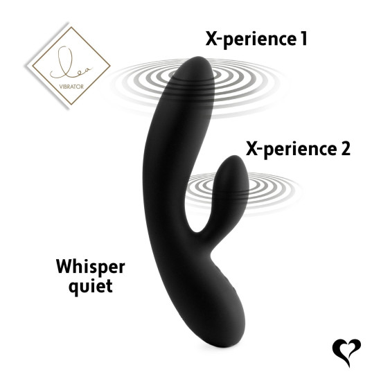 Гибкий вибратор кролик с двумя моторами, чёрный FeelzToys Lea Rabbit Vibrator Black