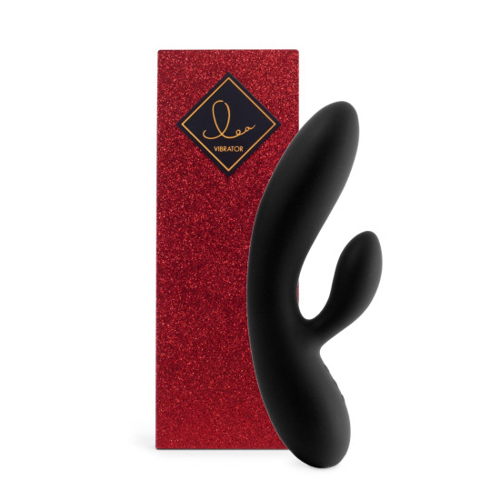 Гибкий вибратор кролик с двумя моторами, чёрный FeelzToys Lea Rabbit Vibrator Black