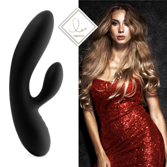 Гибкий вибратор кролик с двумя моторами, чёрный FeelzToys Lea Rabbit Vibrator Black