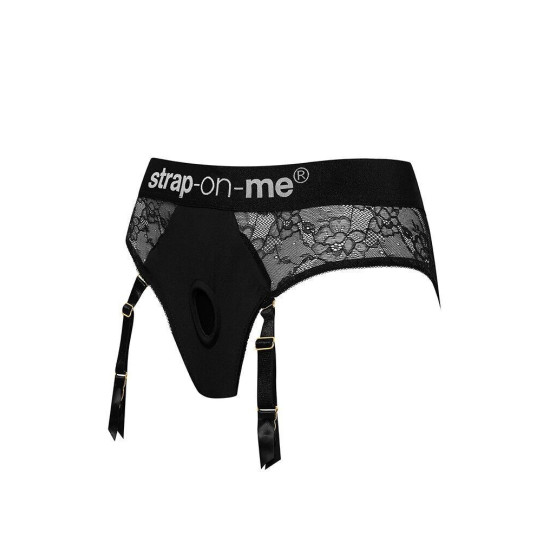 Кружевные трусы для страпона с подвязками для чулок Strap-On-Me Diva Harness, XL