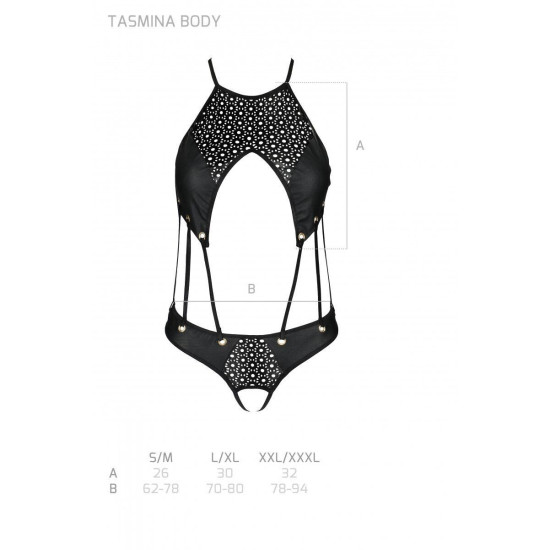 Боди из экокожи с ремешками и перфорацией, черное Passion Tamaris Body Black, L/XL