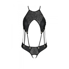Боді з екошкіри з ремінцями і перфорацією, чорне Passion Tamaris Body Black, L/XL