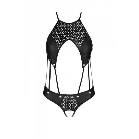 Боди из экокожи с ремешками и перфорацией, черное Passion Tamaris Body Black, L/XL