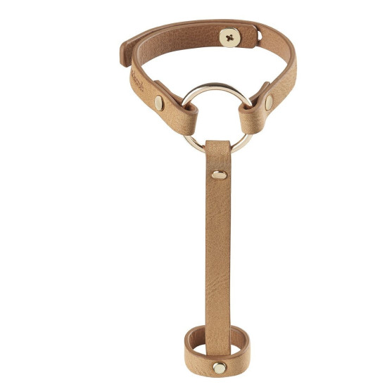 Браслеты на запястье и палец, экокожа, коричневые Bijoux Indiscrets Maze Hand Bracelet Harness Brown