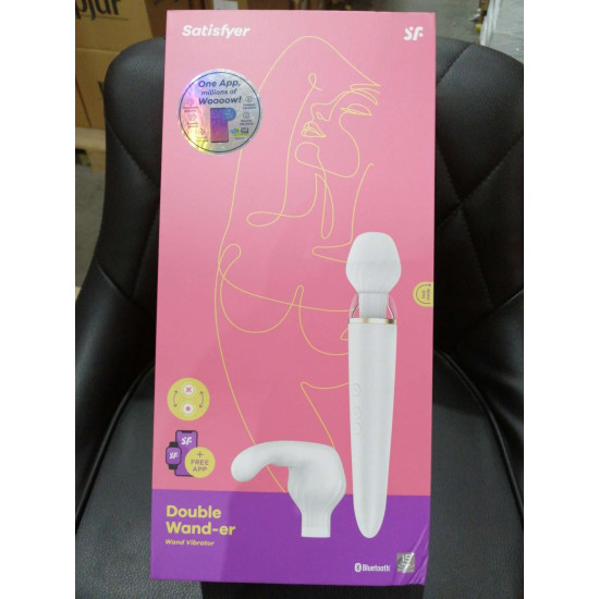Смарт вібромасажер зі змінною головкою Satisfyer Double Wand-er (м'ята упаковка)