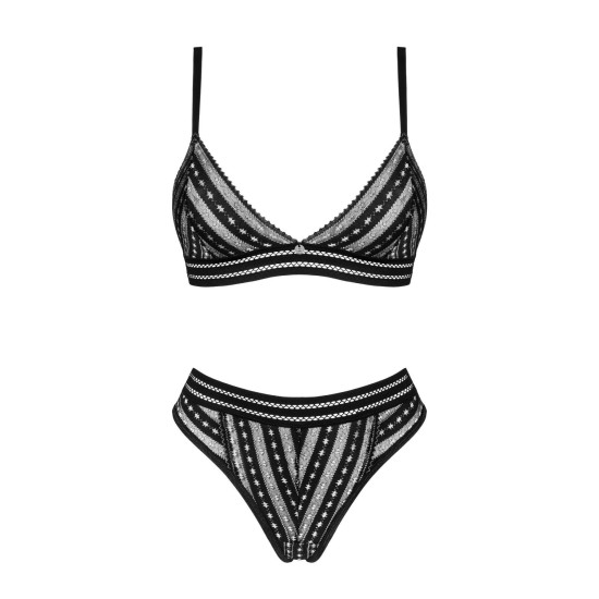 Комплект белья (бюстгальтер, трусики), черный Obsessive Natilya 2-Pcs Set Black, XS/S