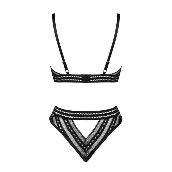 Комплект белья (бюстгальтер, трусики), черный Obsessive Natilya 2-Pcs Set Black, XS/S