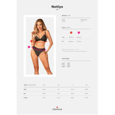 Комплект белья (бюстгальтер, трусики), черный Obsessive Natilya 2-Pcs Set Black, XS/S
