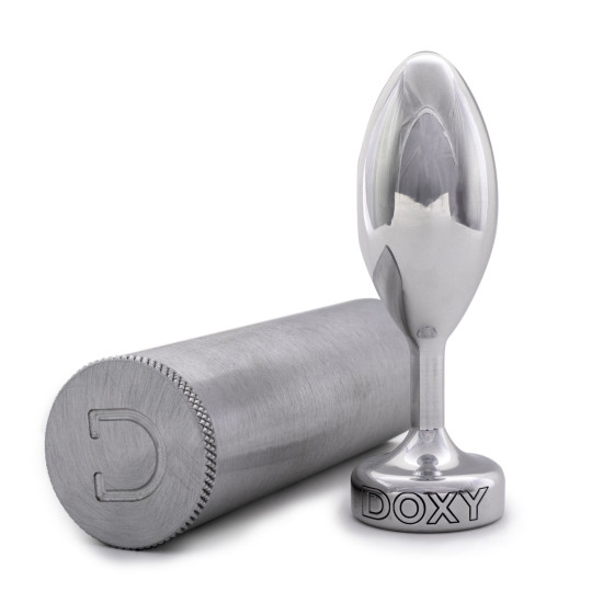 Гладка металева анальна пробка, діаметр 3,3 см, срібляста DOXY Butt Plug Smooth