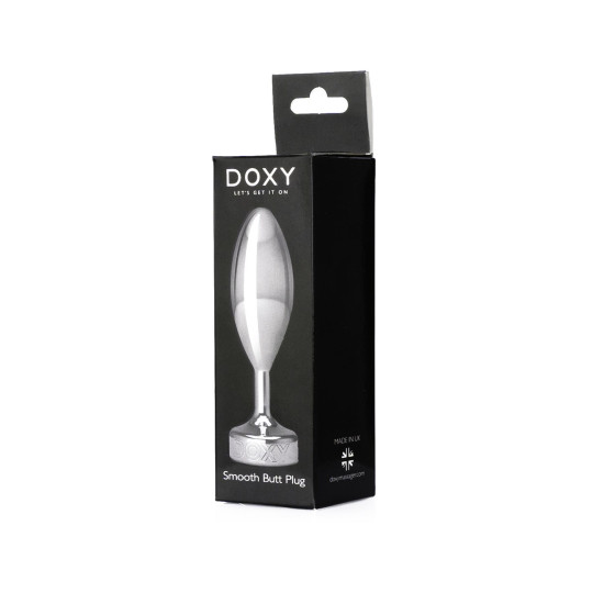 Гладка металева анальна пробка, діаметр 3,3 см, срібляста DOXY Butt Plug Smooth