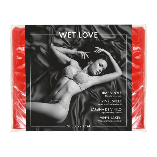 Виниловая простыня для секса и массажа, красная, размер 220×200 см Fetish Tentation Wet Love Red