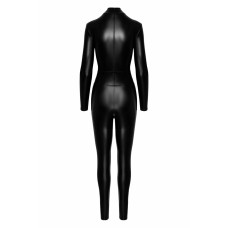 Комбінезон із блискавками і кільцем, мокрий ефект Noir Handmade F319 Caged Wetlook Catsuit with Zippers and Ring, M