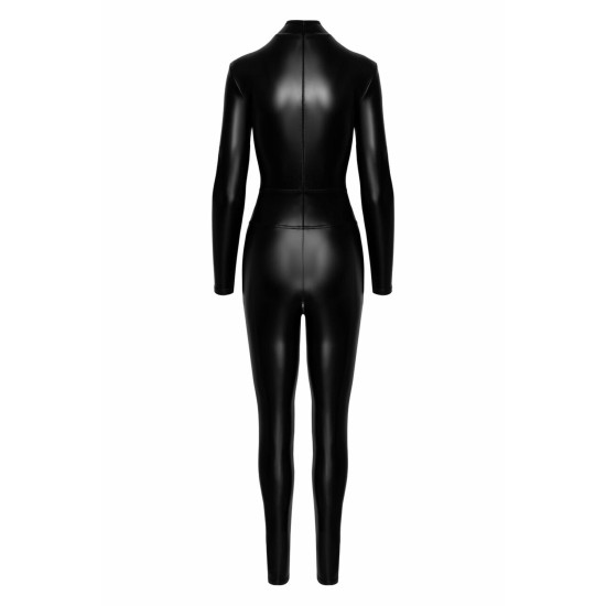 Комбинезон с молниями и кольцом, мокрый эффект Noir Handmade F319 Caged Wetlook Catsuit with Zippers and Ring, M