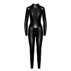 Комбінезон із блискавками і кільцем, мокрий ефект Noir Handmade F319 Caged Wetlook Catsuit with Zippers and Ring, M