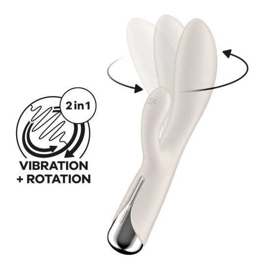 Вібратор-кролик з ротацією, 3 мотори, бежевий Satisfyer Spinning Rabbit 1 Beige