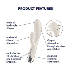 Вибратор-кролик с ротацией, 3 мотора, бежевый Satisfyer Spinning Rabbit 1 Beige