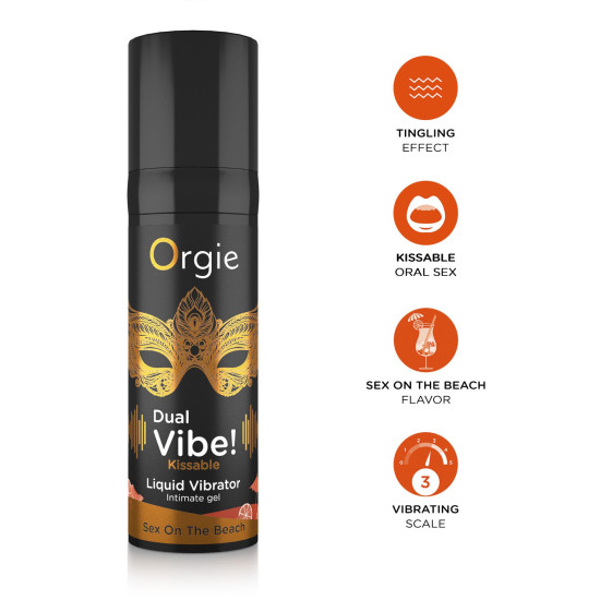 Жидкий вибратор Orgie Dual Vibe! Sex On The Beach Kissable Liquid Vibrator, 15 ml
