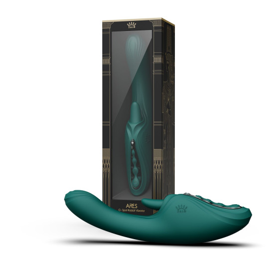 Вибратор-кролик, бирюзово-зеленый Zalo Ares Turquoise Green