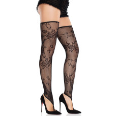 Панчохи з квіткової сітки без ступні з петлею на пальці Leg Avenue Floral Net Toe Loop Footless Thigh Highs, One Size