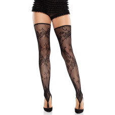 Панчохи з квіткової сітки без ступні з петлею на пальці Leg Avenue Floral Net Toe Loop Footless Thigh Highs, One Size