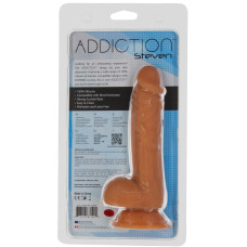 Силиконовый фаллоимитатор, длина 19 см, вибропуля в подарок, карамельный Addiction Steven Silicone Dong Caramel, 7.5 inch