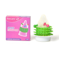 Насадка на член (презерватив з кульками та рядами шипів), рожева Recare Spike Condom Pink
